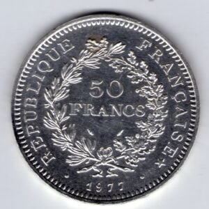 Francia 50 Francos de Plata 1977 Hercules KM941 SC en Capsula
