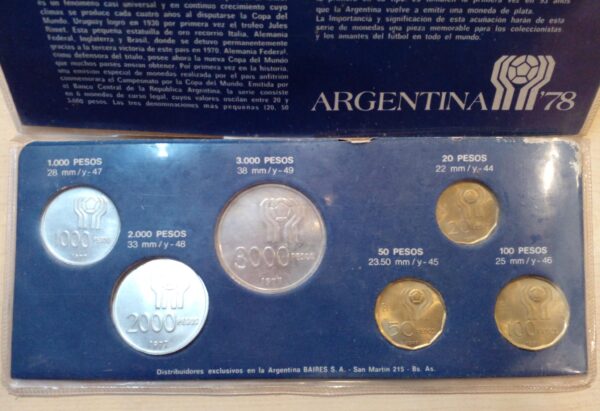 Argentina set Mundial de Futbol 1978 emison 77 6 valores , 3 de plata SC