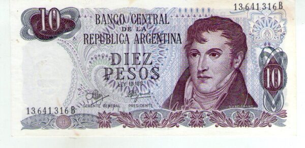 10 Pesos Ley serie B Mancini-Brignone Bottero 2343 SC (mancha)