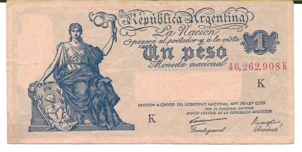 Argentina 1 Peso Progreso Carreras-Maroglio Bottero 1833 MB-