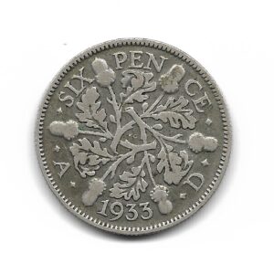 Gran Bretaña 6 Pence De Plata 1933 KM832 MB-