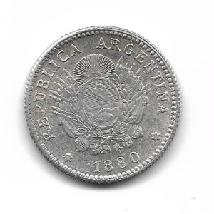 Argentina Ensayo en Plata 2 1/2 Pesos 1880 CJ32 SC