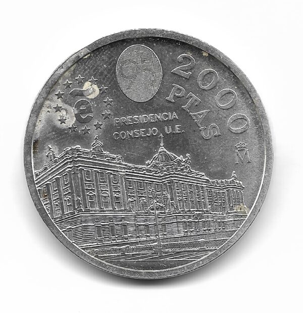 España 2000 Pesetas de Plata 1995 Conmemorativa Presidencia del Consejo de la U.E KM954 SC