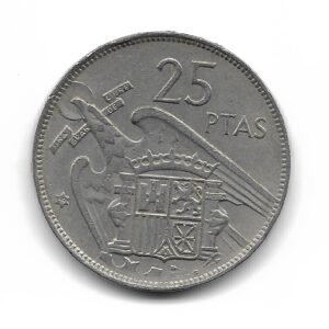 España 25 Pesetas 1957 59* KM787 MB+