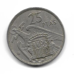 España 25 Pesetas 1957 *68 KM787 MB+