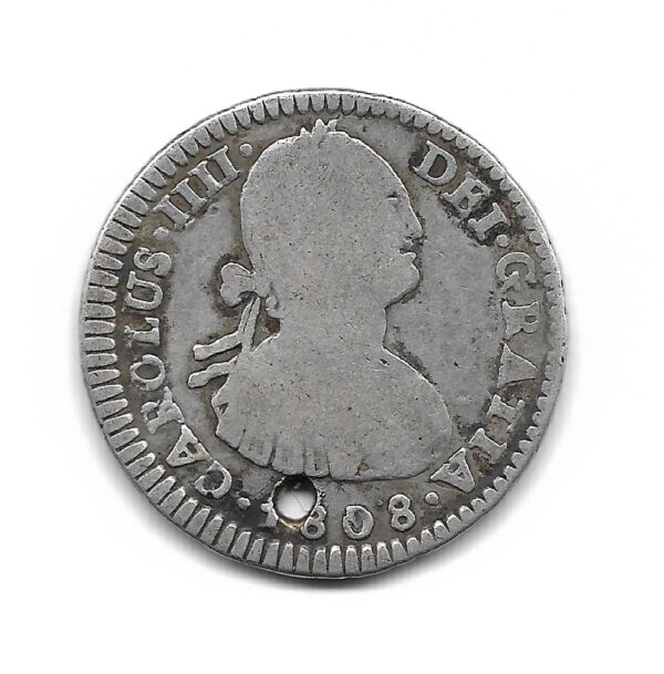 Potosi 1 Real de Plata 1808 P.J Carlos IIII CJ40.21,2 MB (perforado)