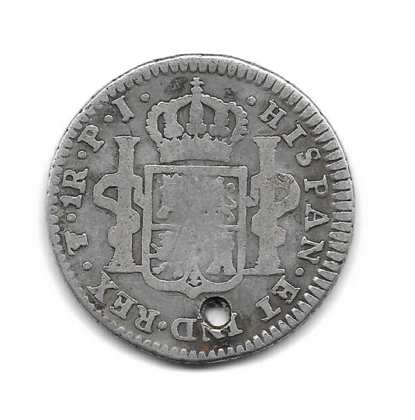Potosi 1 Real de Plata 1808 P.J Carlos IIII CJ40.21,2 MB (perforado) - Imagen 2