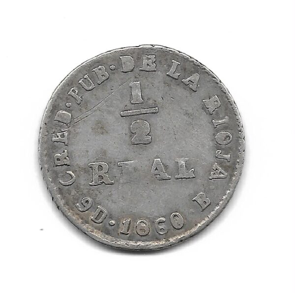 La Rioja 1/2 Real de Plata 1860 Credito Publico CJ74.1 MB+