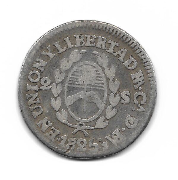 La Rioja 2 Soles de Plata 1825 CJ43 MB- (marca en reverso)