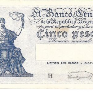 Argentina 5 Pesos Progreso error en la ley Ditaranto-Mazar Barnet Bottero 1876a MB