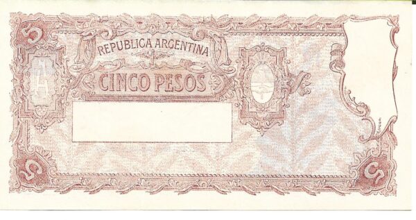 Argentina 5 Pesos Progreso error en la ley Ditaranto-Mazar Barnet Bottero 1876a MB - Imagen 2