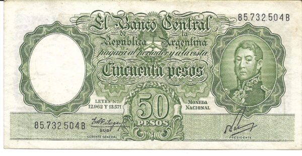 Argentina 50 Pesos Moneda Nacional serie B Fabregas-Pasman Bottero 2007a MB-