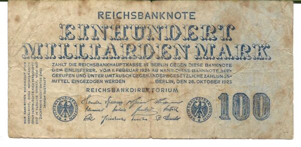 Alemania 100 Mil Millones de Marcos 1923 P126 MB-