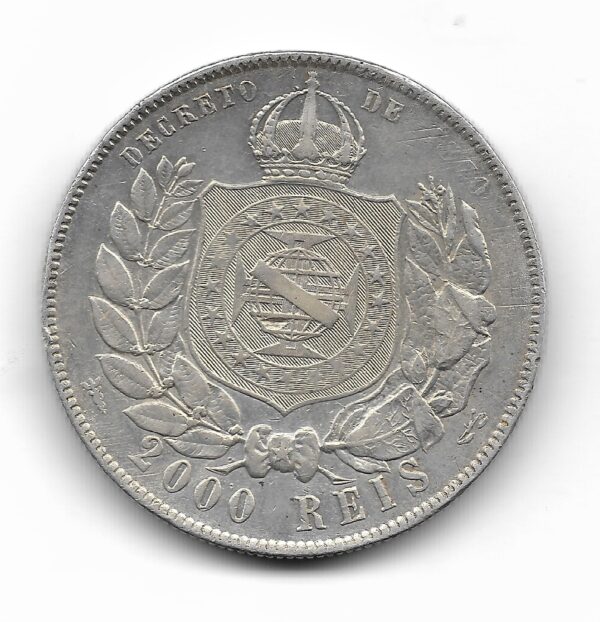 Brasil 2000 Reis de Plata 1889 KM485 EXC