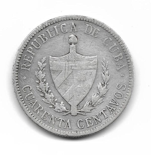 Cuba 40 Centavos de Plata 1916 Escaso KM14 MB-