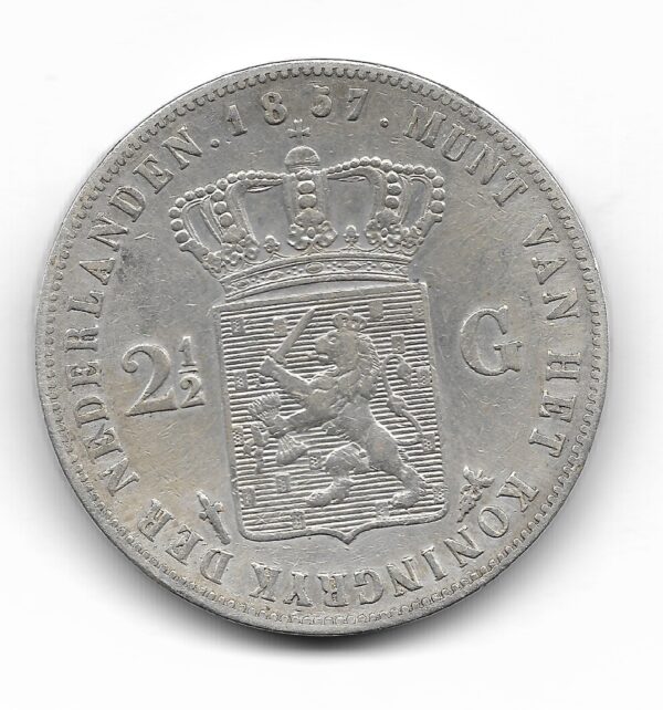 Holanda 2 1/2 Gulden de Plata 1857 KM82 MB+