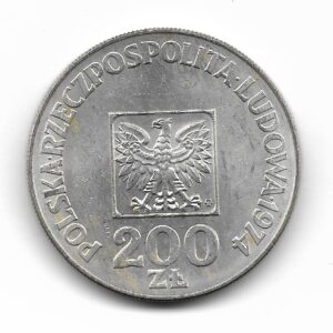 Polonia 200 Zlotych de Plata 1974 30 Aniversario de la Republica del Pueblo Polaca Y72 SC