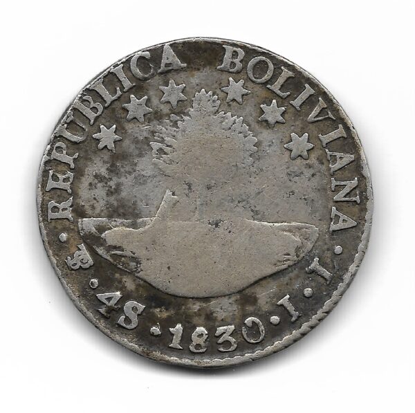 Bolivia 4 Soles de Plata 1830 J.L KM96a.1 MB-