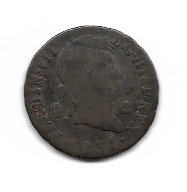 España 2 Maravedis 1831 Segovia Fernando VII KM487.1 MB-