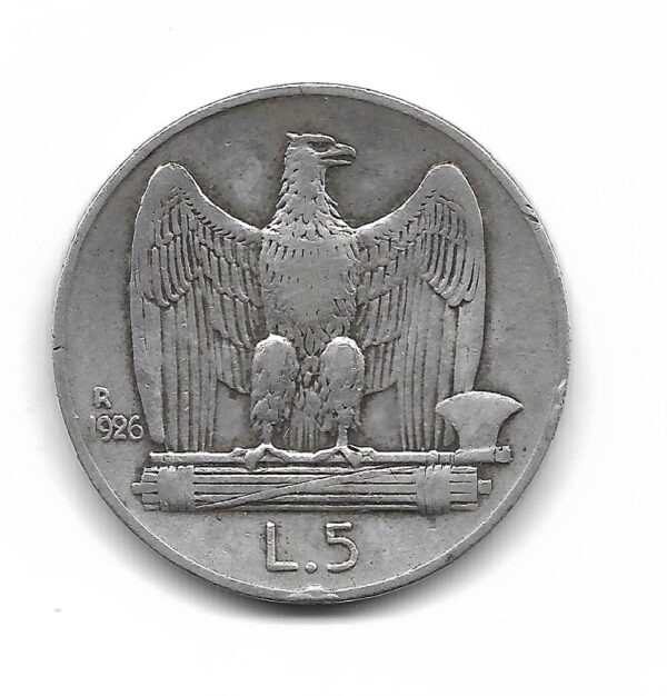 Italia 5 Liras de Plata 1926 KM67.1 MB