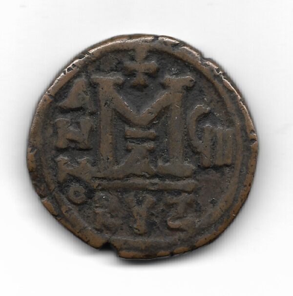 Roma Imperio Bizantino Follis de Justiniano II y Sofia 565-578 D.C MB+ - Image 2