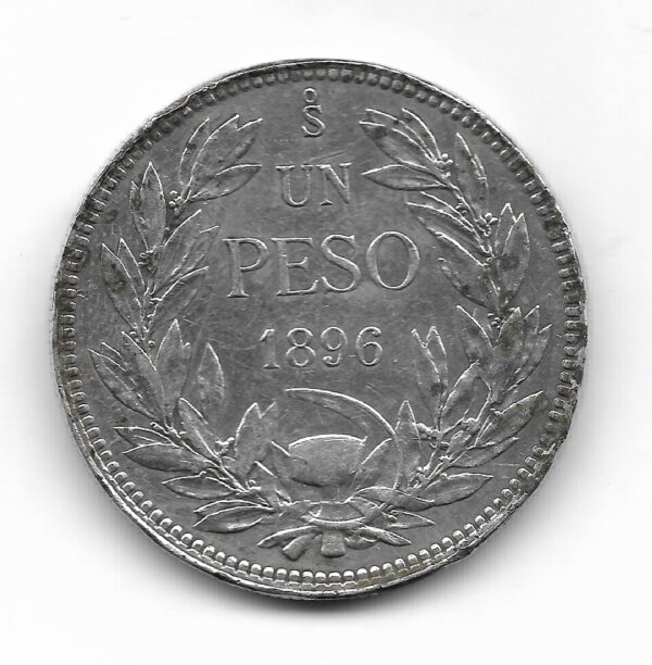 Chile 1 Peso de Plata 1896 KM152.1 MB-