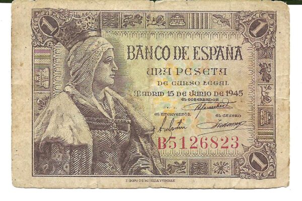 España 1 Peseta 1945 P128 B+