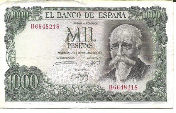 España 1000 Pesetas 1971 P154 MB