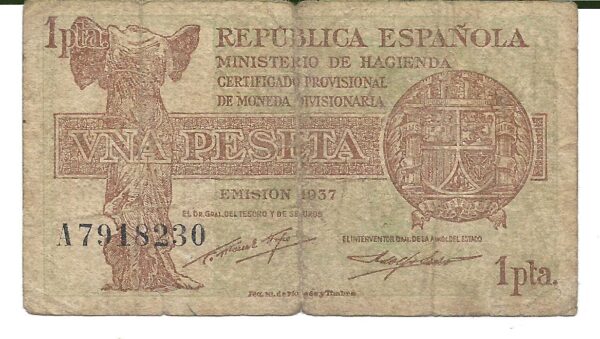 España 1 Peseta 1937 P94 B+