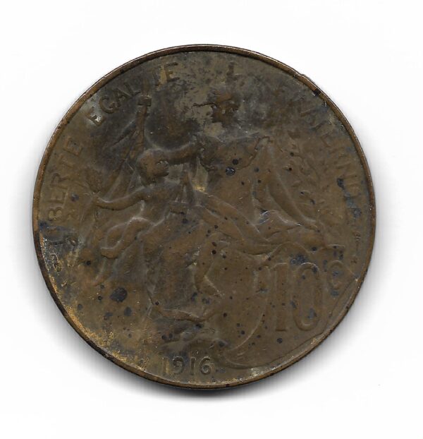 Francia 10 Centimes 1916 KM843 MB