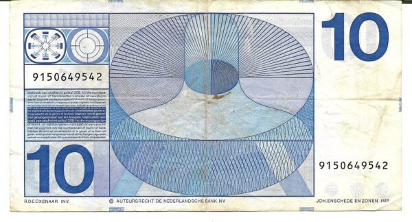 Holanda 10 Gulden 1968 P91b MB- - Imagen 2