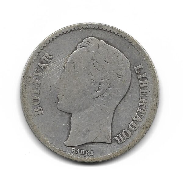 Venezuela 1 Bolivar de Plata 1936 Y22 B+ - Imagen 2