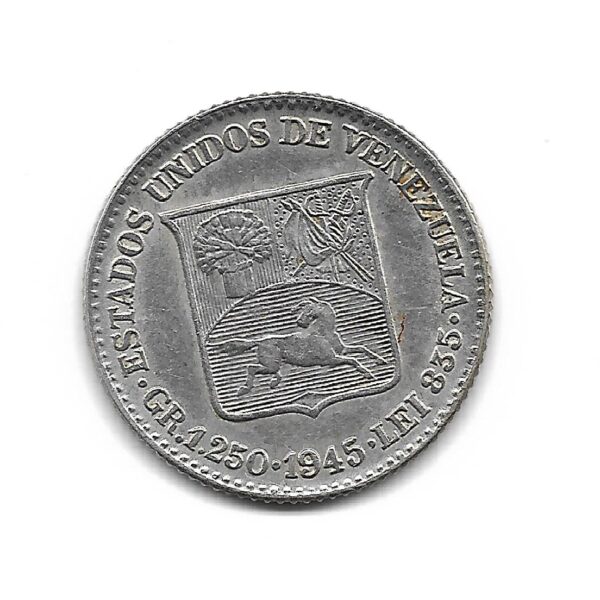 Venezuela 1/4 Bolivar de Plata 1945 Y20 EXC