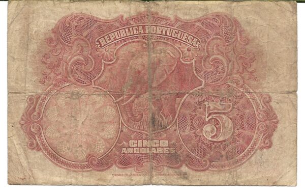 Angola Colonia Portuguesa 5 Angolares 14-8-1926 P66 B+ - Image 2