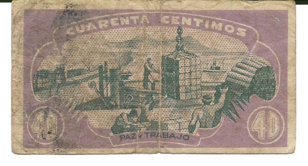 España Consejo de Asturias y Leon 40 Centimos 1936 Guerra Civil S602 MB - Imagen 2