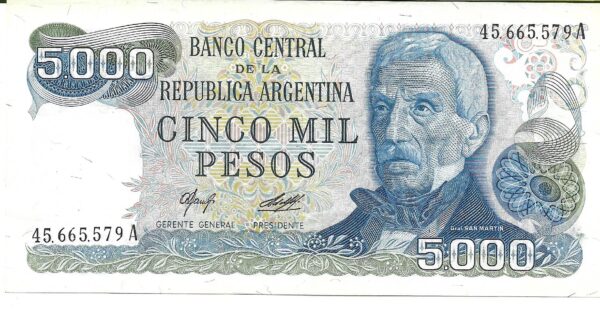 5000 Pesos Ley serie A Bottero 2465b Camps–Diz EXC