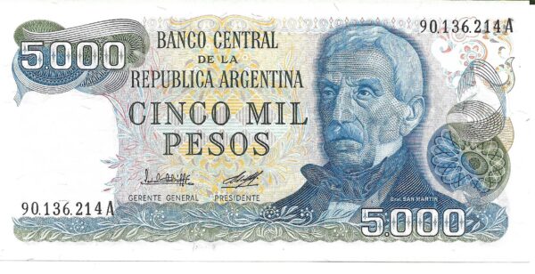 5000 Pesos Ley serie A Bottero 2468a Lopez–Diz EXC+