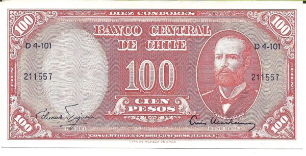 Chile 100 Pesos 1961 Figueroa-Mackenna P127 SC-