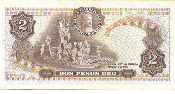 Colombia 2 Pesos Oro 1972 P413A EXC - Imagen 2