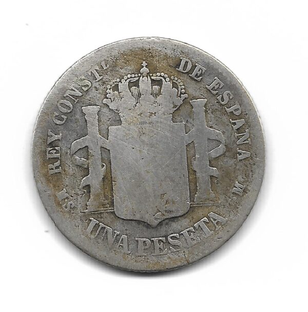 España 1 Peseta de Plata 1885 KM686 B+ - Imagen 2