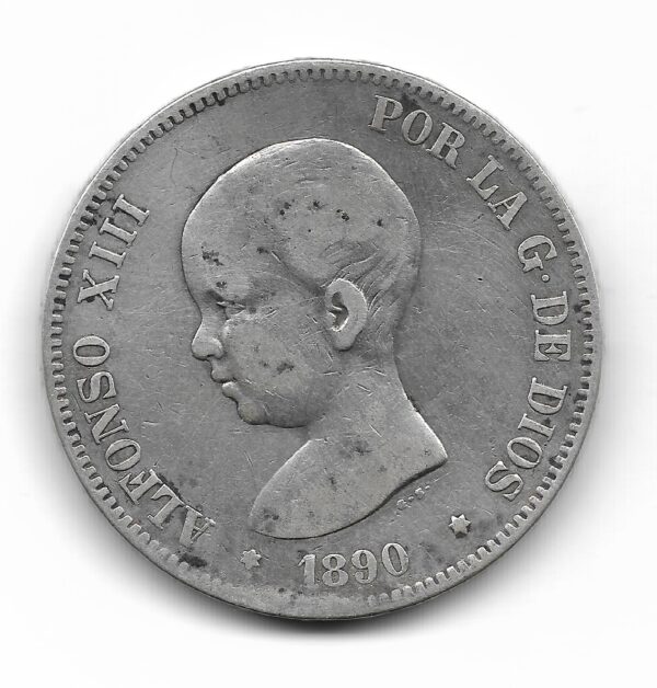 España 5 Pesetas de Plata 1890 MP-M KM689 MB