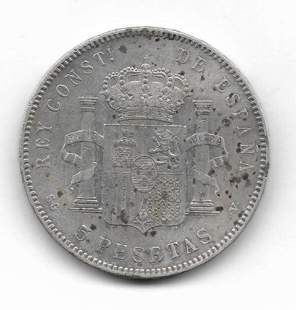 España 5 Pesetas de Plata 1897 *97 SG-V KM707 MB+ - Imagen 2