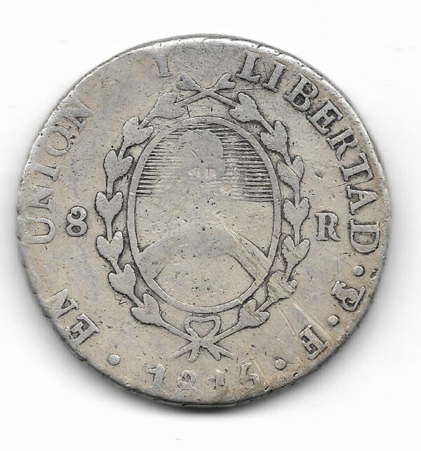 Provincias Unidas 8 Reales De Plata 1815F CJ5 MB