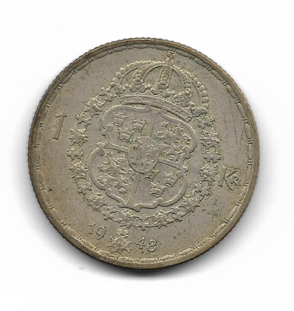 Suecia 1 Corona de Plata 1948 KM814 MB