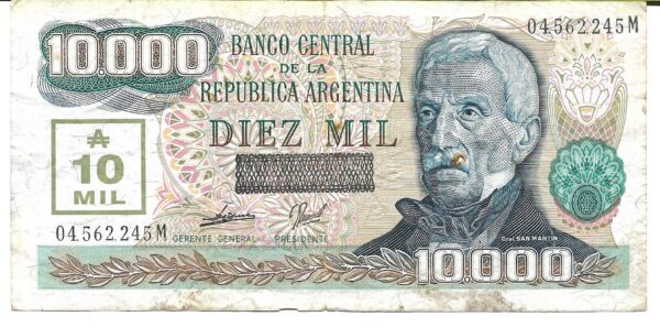 Argentina 10.000 Australes Transitorio De Paul- Fraga Bottero 2876 MB-