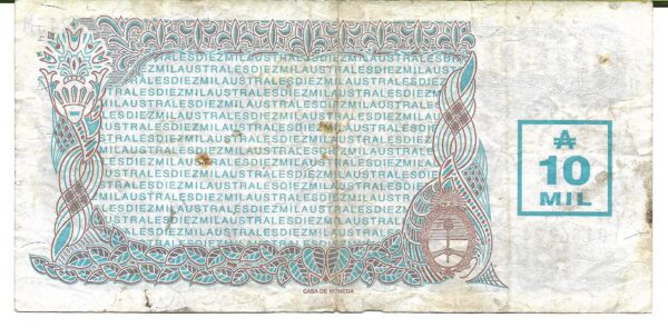 Argentina 10.000 Australes Transitorio De Paul- Fraga Bottero 2876 MB- - Imagen 2