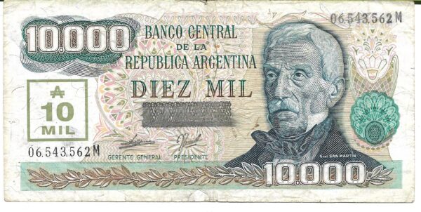 Argentina 10.000 Australes Transitorio De Paul- Fraga Bottero 2876 MB-
