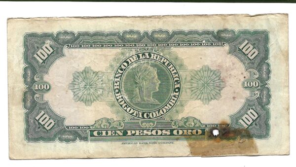 Colombia 100 Pesos Oro 1967 P403c B- - Imagen 2