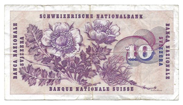 Suiza 10 Franken 1974 P45t MB- - Imagen 2