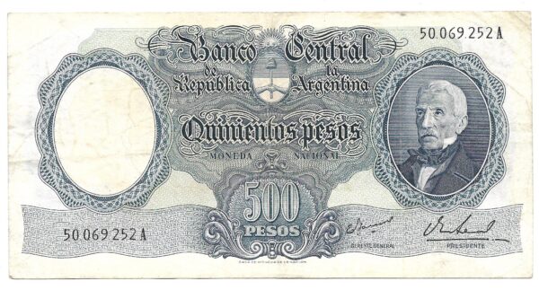 Argentina 500 Pesos Moneda Nacional serie A Ianella-Real Bottero 2123 MB
